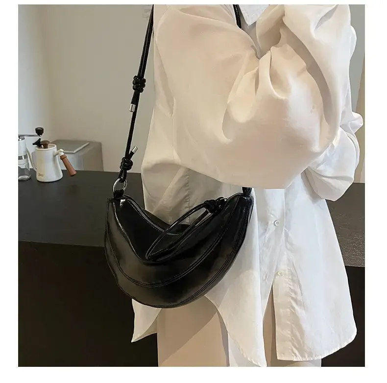 Red Saddle Bag for Women Croissant Style Shoulder Messenger — feature 21