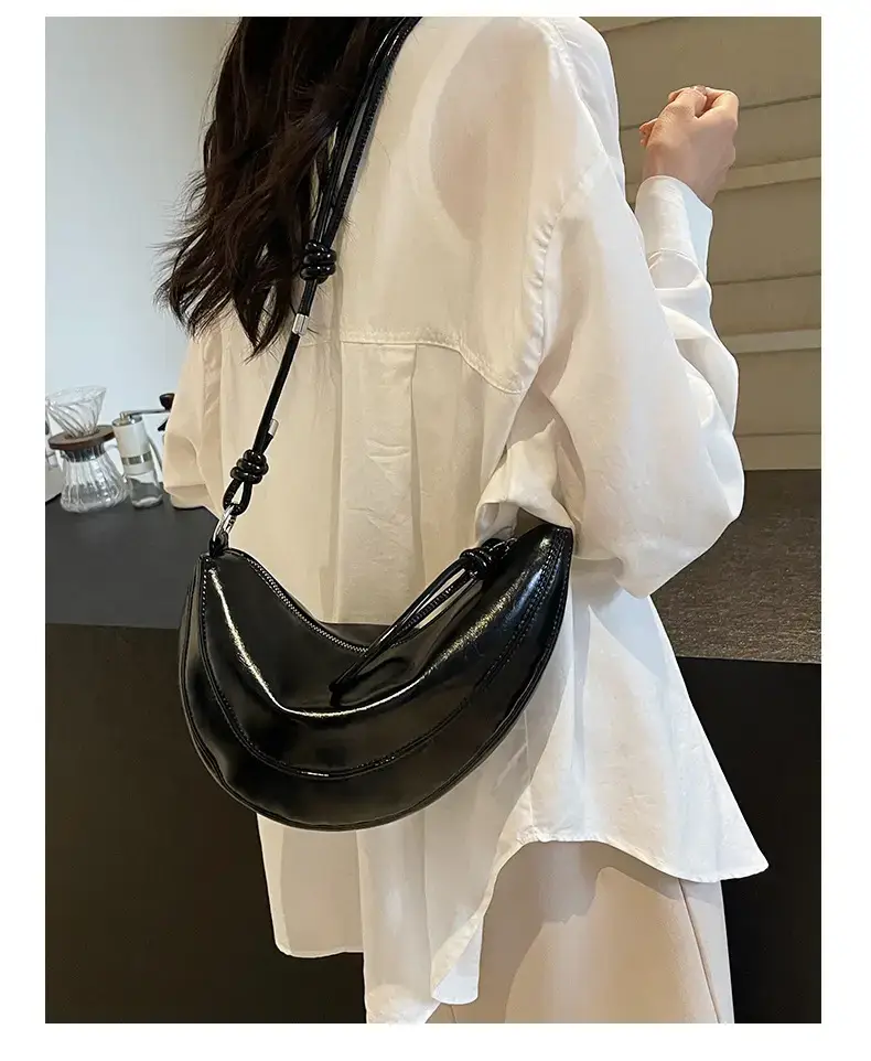 Red Saddle Bag for Women Croissant Style Shoulder Messenger — feature 22