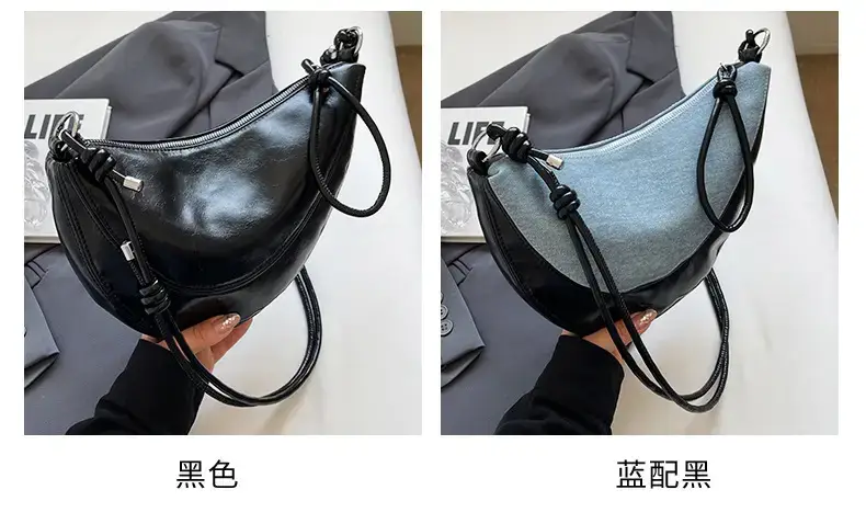 Red Saddle Bag for Women Croissant Style Shoulder Messenger — feature 8