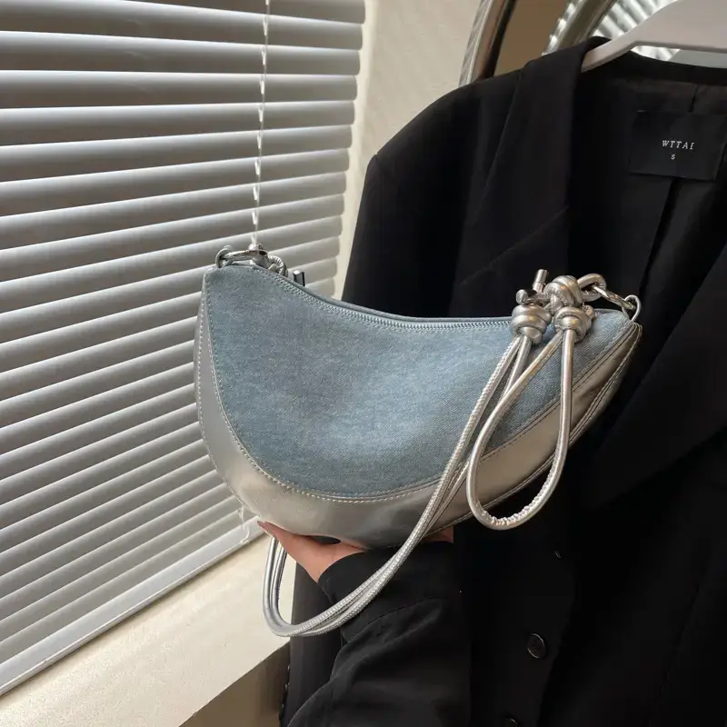 Red Saddle Bag for Women Croissant Style Shoulder Messenger