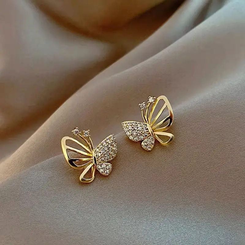 Hollow Butterfly Diamond Earrings for Women