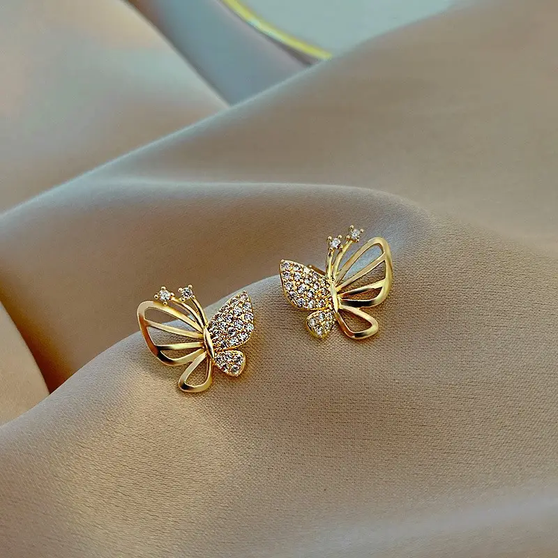 Hollow Butterfly Diamond Earrings for Women
