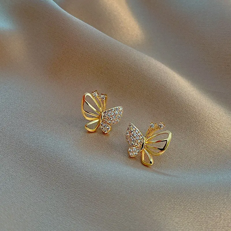 Hollow Butterfly Diamond Earrings for Women