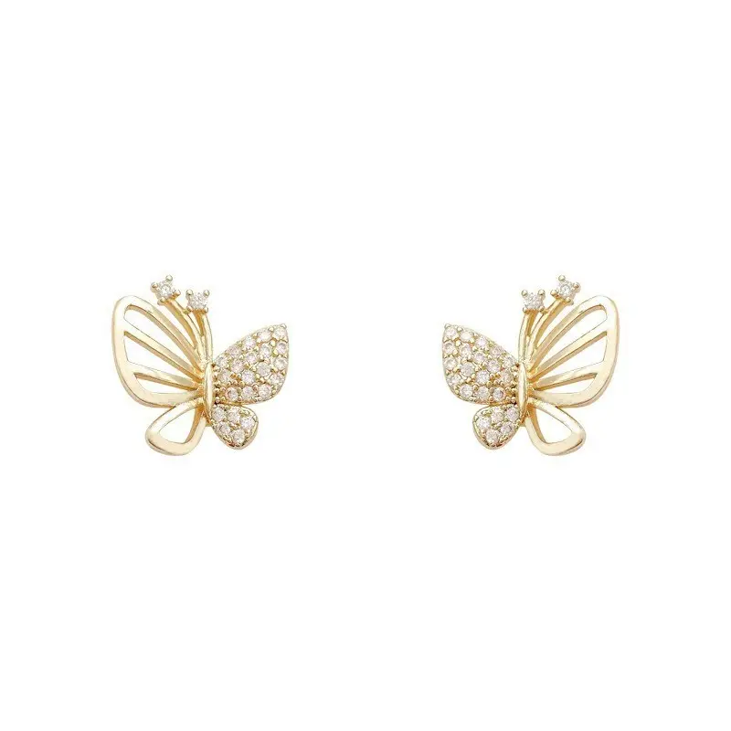 Hollow Butterfly Diamond Earrings for Women