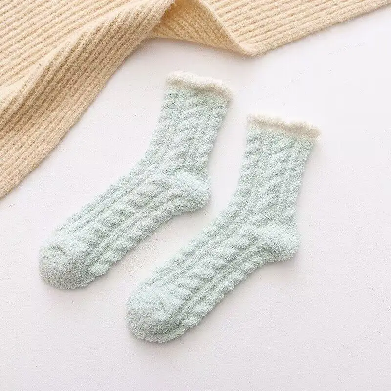 [a generation of hair] coral fleece thick socks children's winter home plush padded moon socks autumn and winter sleep socks