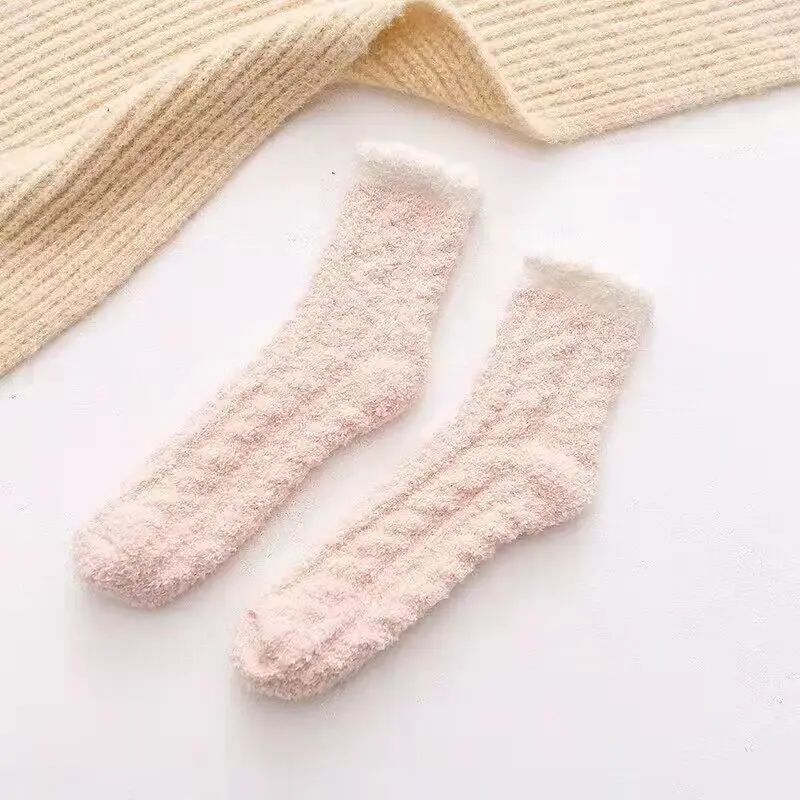 [a generation of hair] coral fleece thick socks children's winter home plush padded moon socks autumn and winter sleep socks
