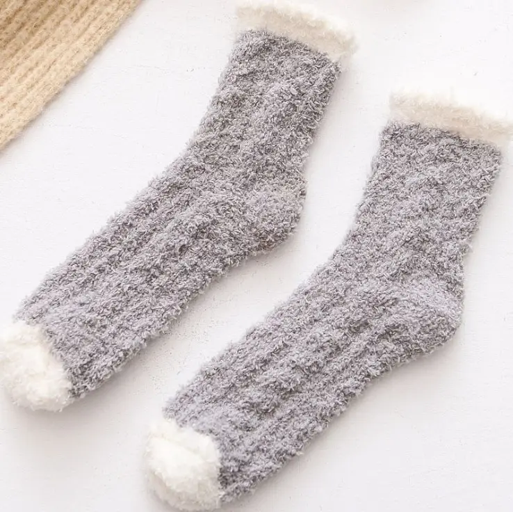 [a generation of hair] coral fleece thick socks children's winter home plush padded moon socks autumn and winter sleep socks