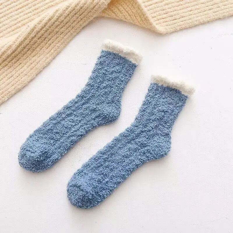 [a generation of hair] coral fleece thick socks children's winter home plush padded moon socks autumn and winter sleep socks