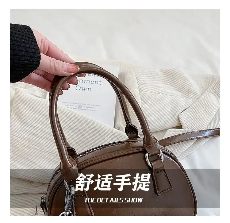 2024 Women's Korean Style Retro Bowling Bag Brown — feature 11