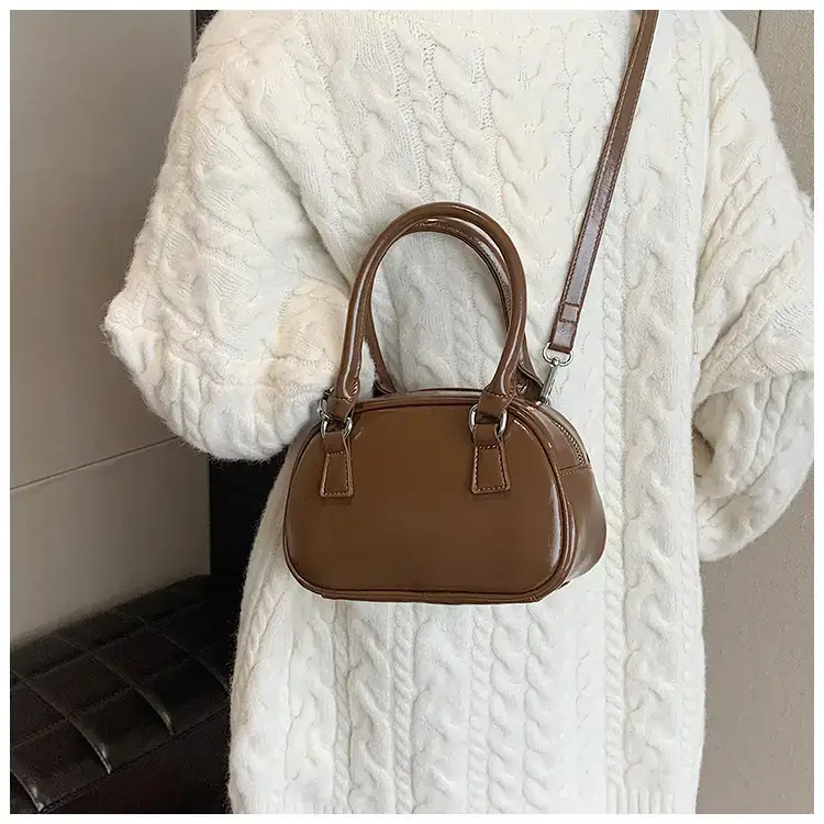 2024 Women's Korean Style Retro Bowling Bag Brown — feature 16