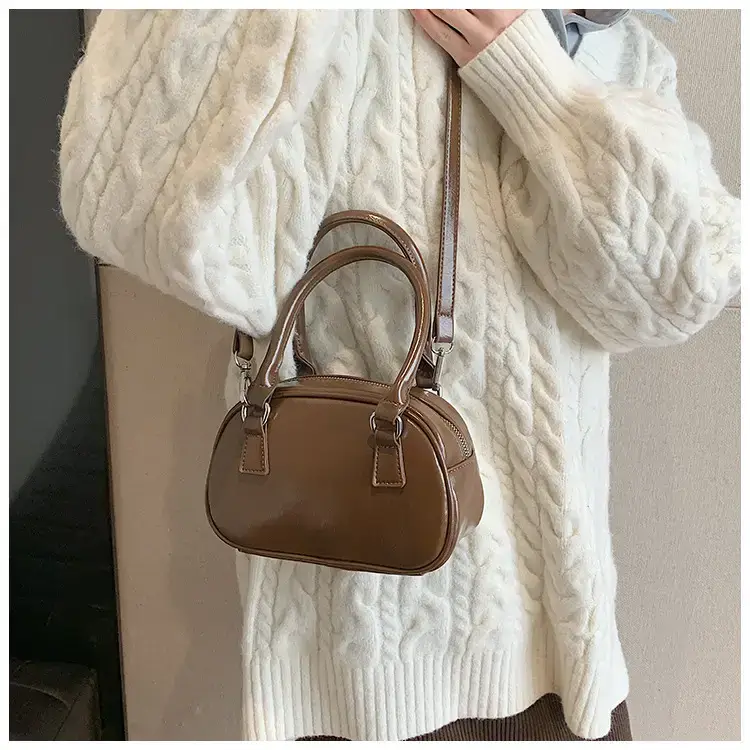 2024 Women's Korean Style Retro Bowling Bag Brown — feature 19