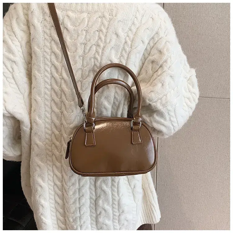 2024 Women's Korean Style Retro Bowling Bag Brown — feature 20