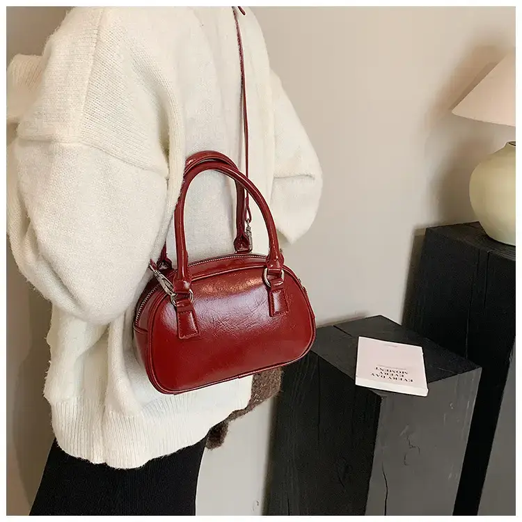 2024 Women's Korean Style Retro Bowling Bag Brown — feature 21
