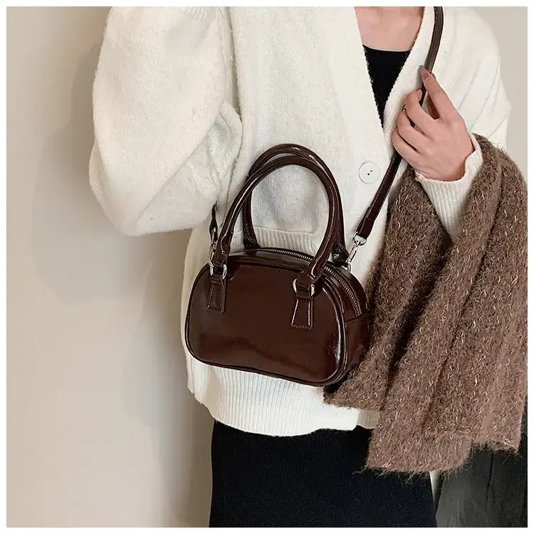 2024 Women's Korean Style Retro Bowling Bag Brown — feature 29