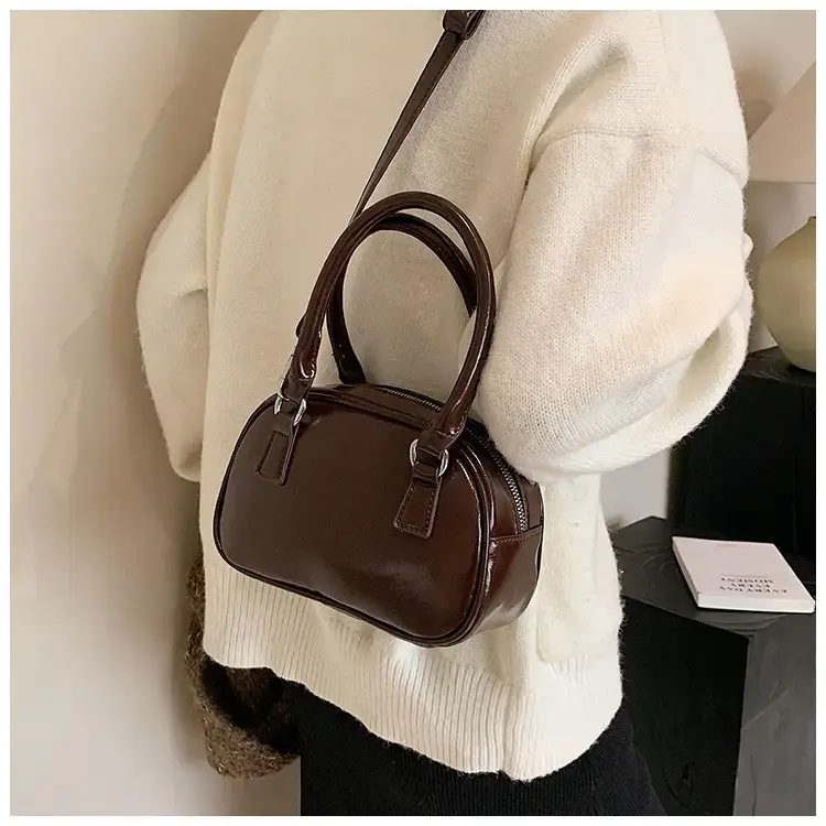 2024 Women's Korean Style Retro Bowling Bag Brown — feature 30