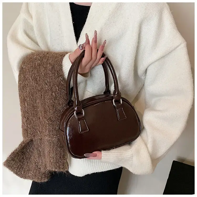 2024 Women's Korean Style Retro Bowling Bag Brown — feature 35