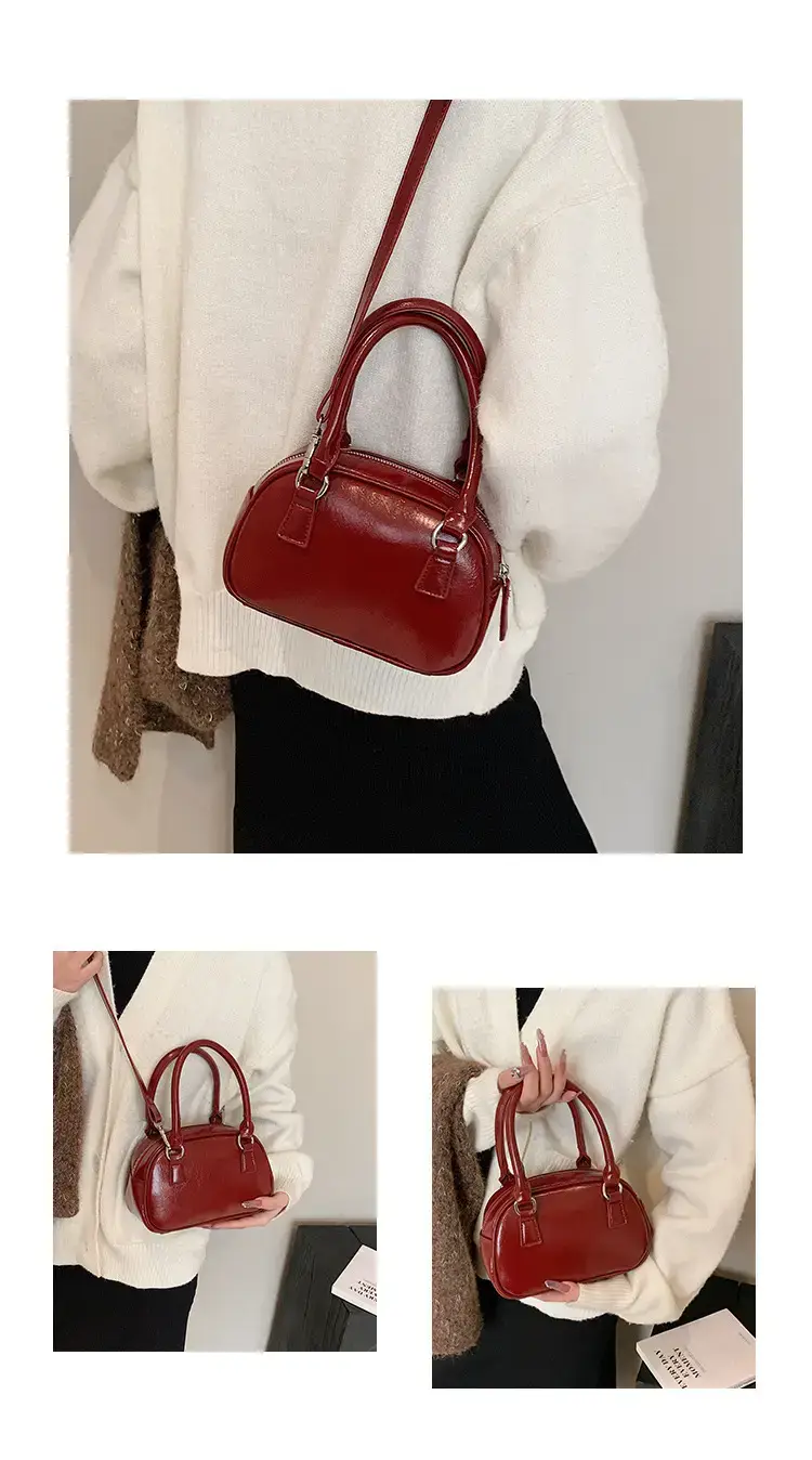 2024 Women's Korean Style Retro Bowling Bag Brown — feature 5