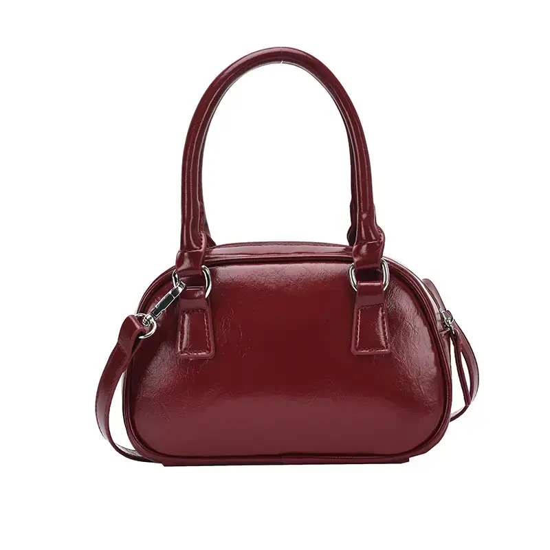 2024 Women's Korean Style Retro Bowling Bag Brown - Image 4