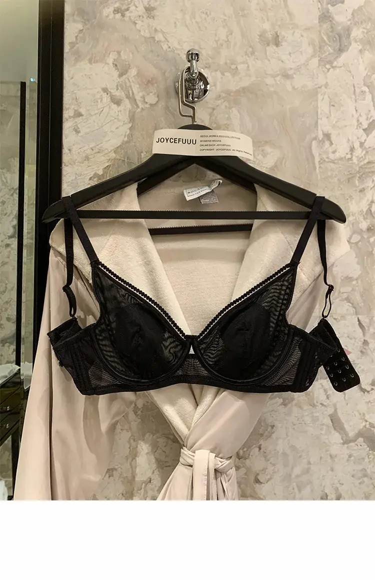 Black Ultra-Thin Gauze Round Cup Bra for Women Large — feature 10