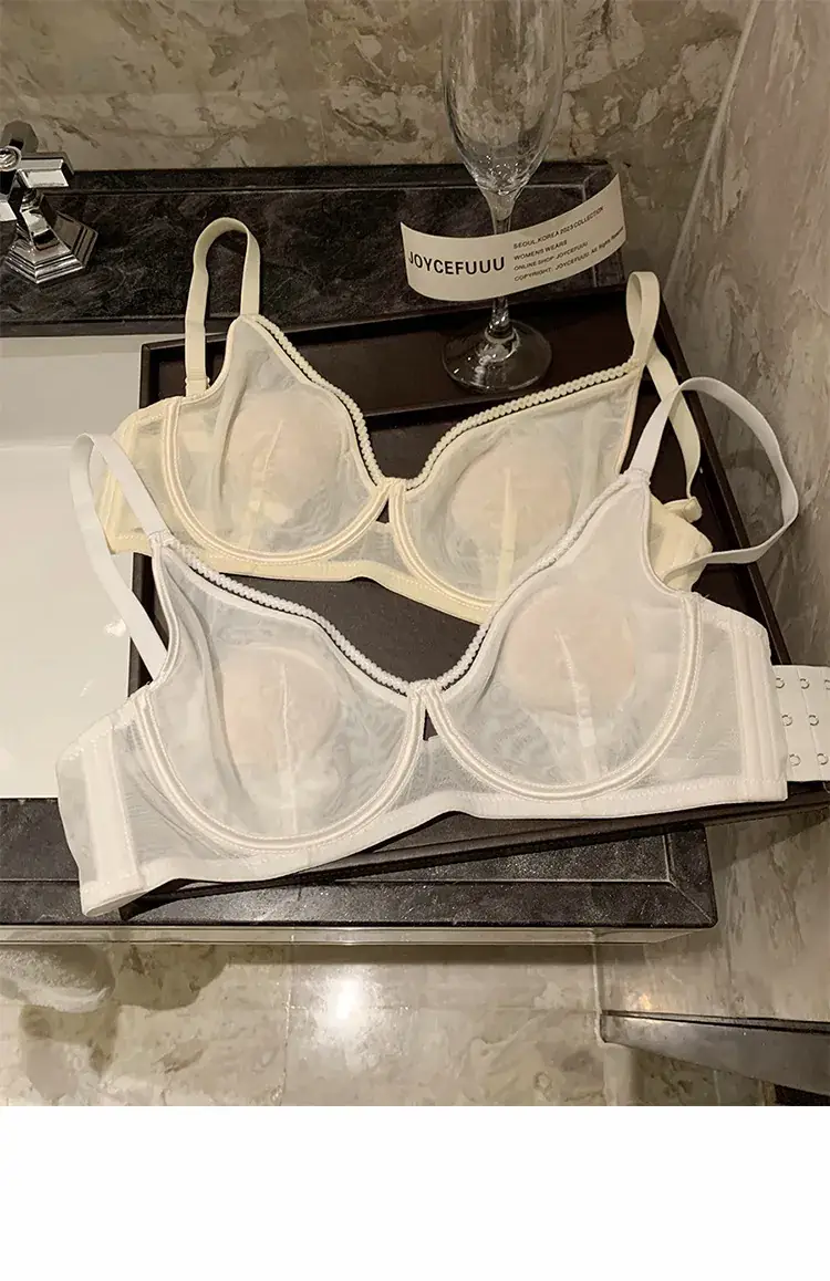Black Ultra-Thin Gauze Round Cup Bra for Women Large — feature 5