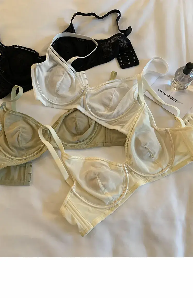 Black Ultra-Thin Gauze Round Cup Bra for Women Large — feature 7
