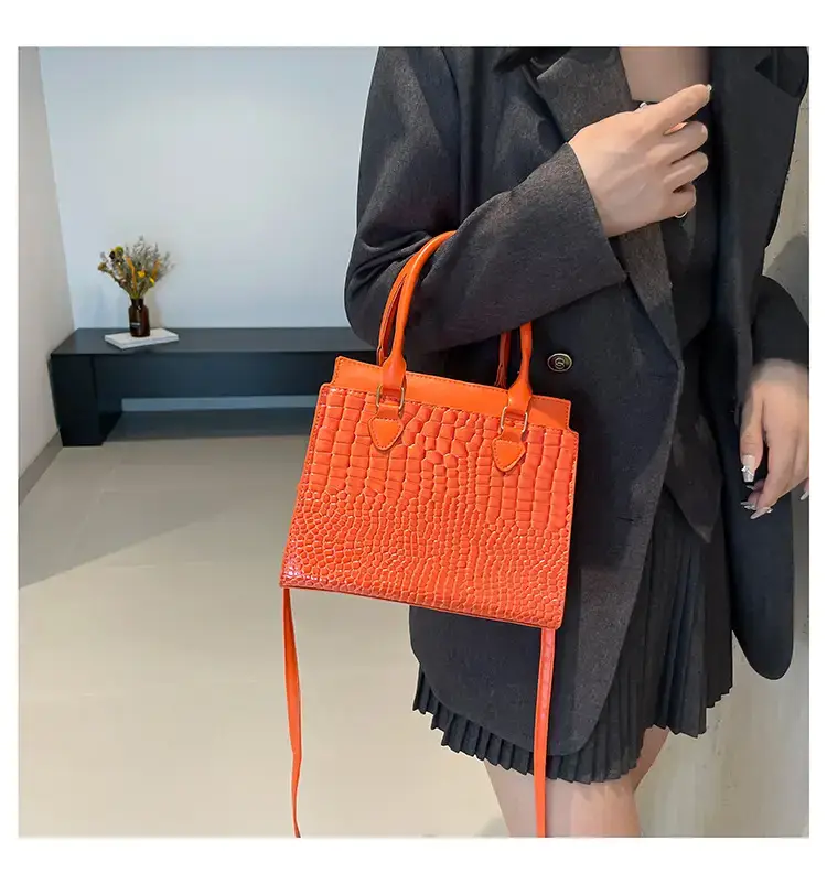 Black Croc Leather Handbag for Women Large Capacity — feature 15