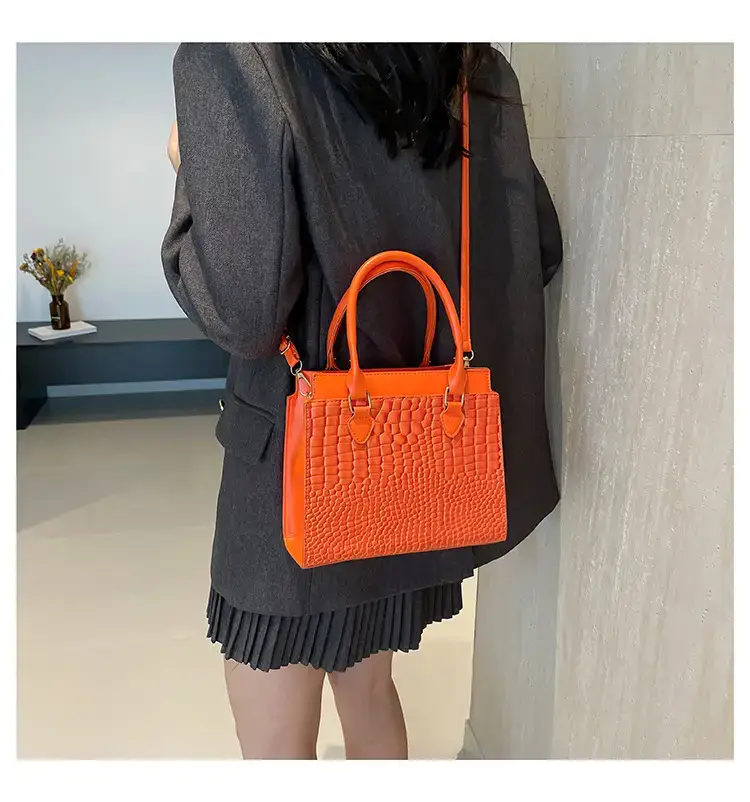 Black Croc Leather Handbag for Women Large Capacity — feature 16