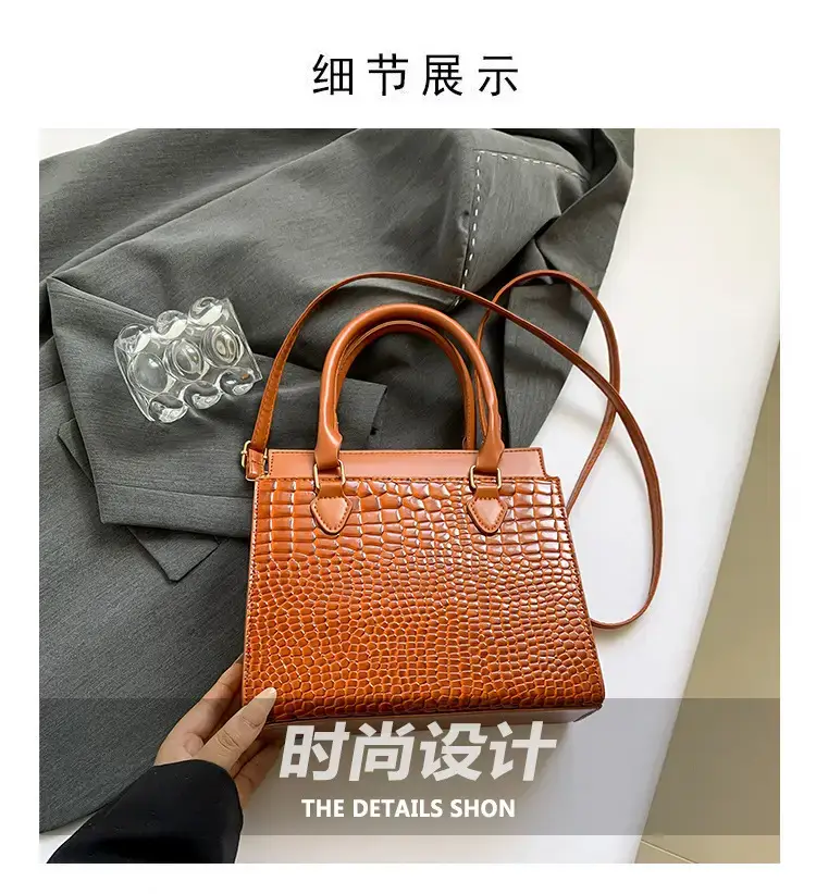 Black Croc Leather Handbag for Women Large Capacity — feature 2