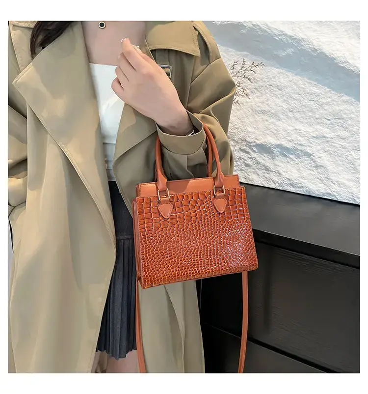Black Croc Leather Handbag for Women Large Capacity — feature 21