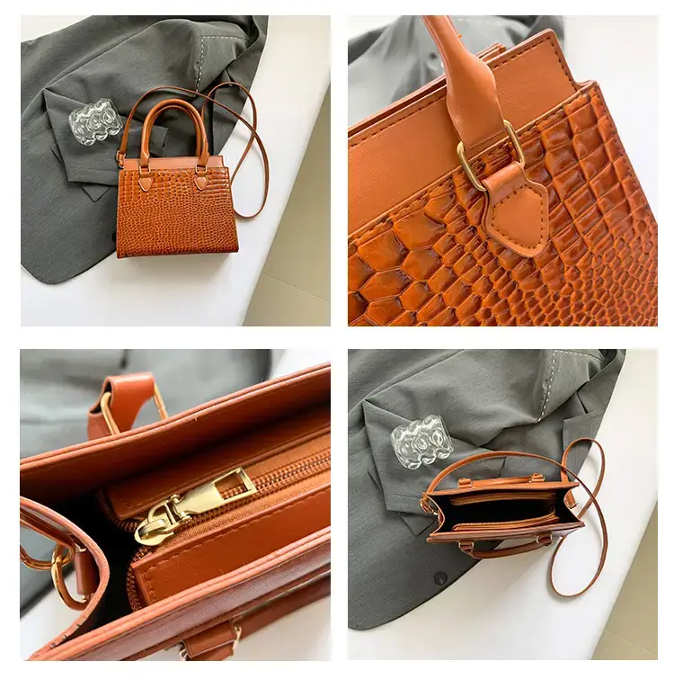 Black Croc Leather Handbag for Women Large Capacity — feature 8