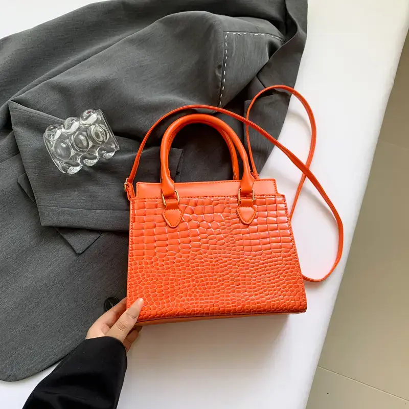 Black Croc Leather Handbag for Women Large Capacity - Image 6