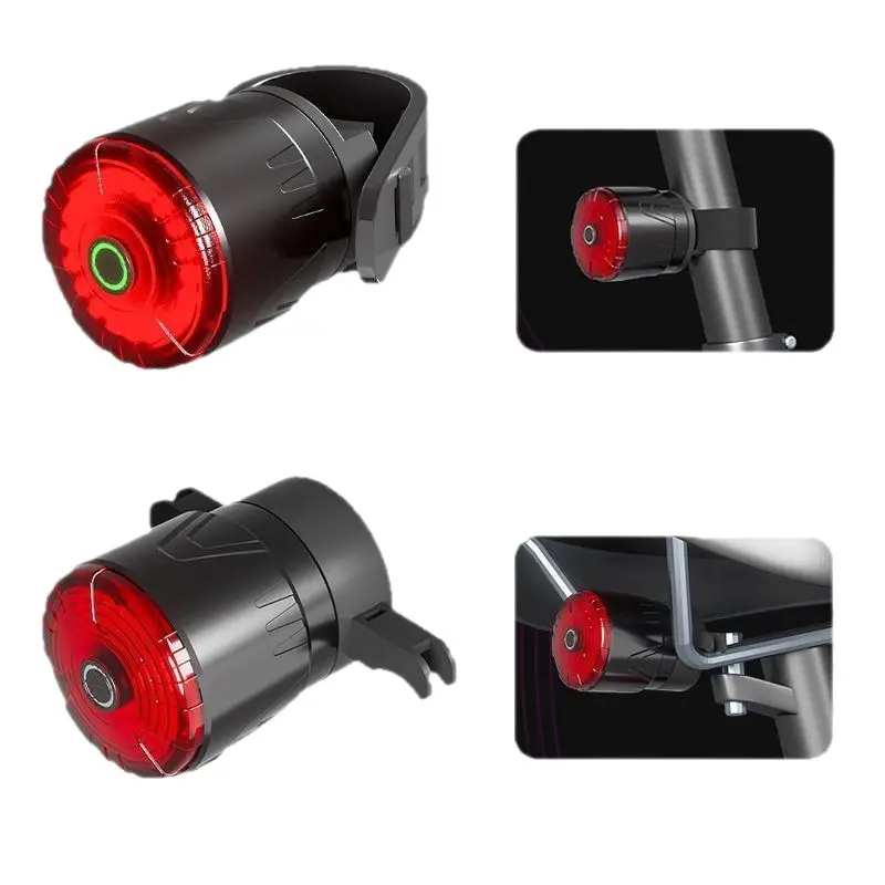 New bicycle double bracket smart brake tail light type-c charging waterproof vibration sensor night riding warning light