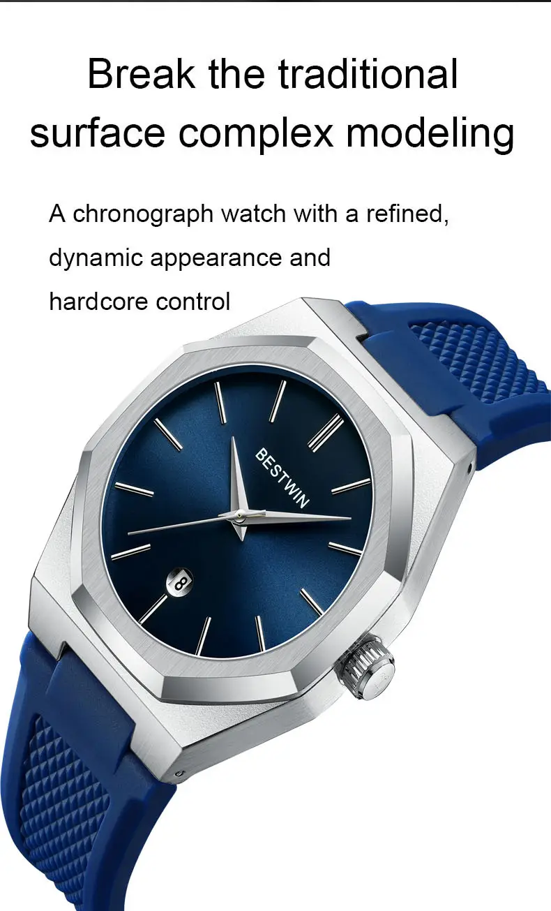 Men's Blue Silicone Strap Quartz Watch with Cross-Border Design — feature 25