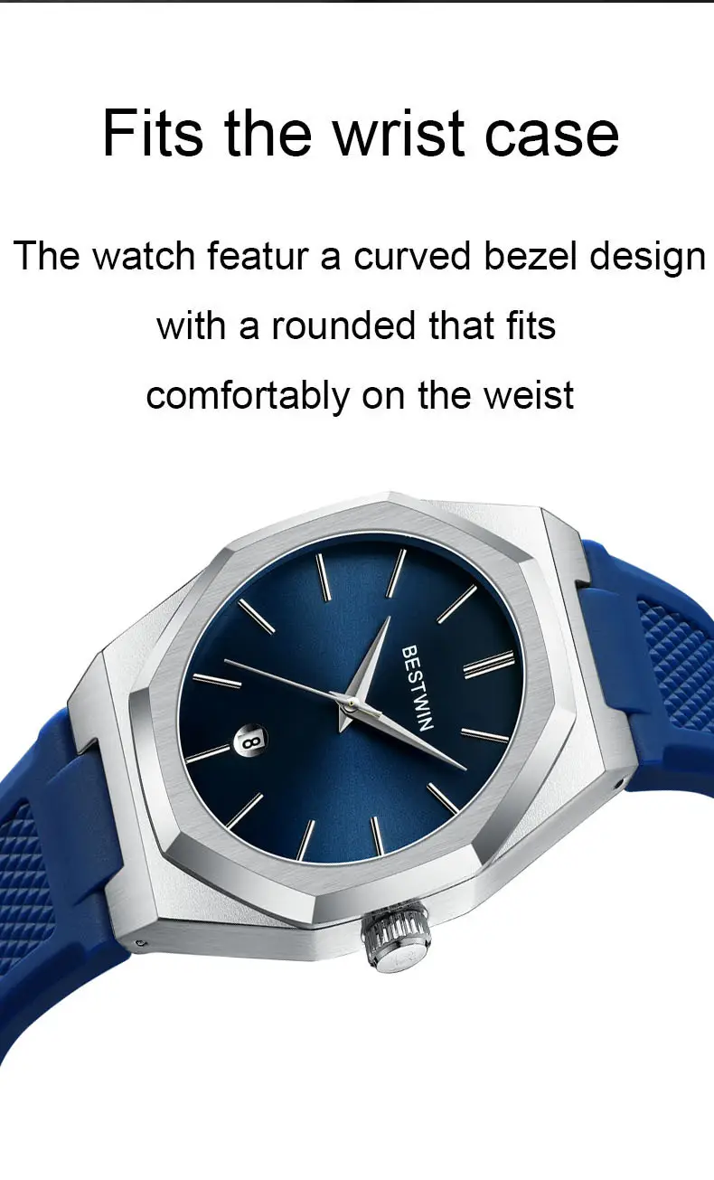 Men's Blue Silicone Strap Quartz Watch with Cross-Border Design — feature 26