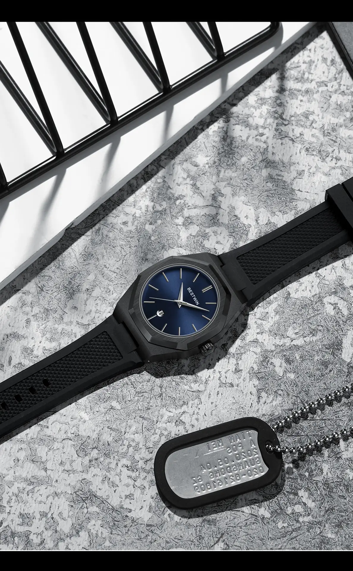 Men's Blue Silicone Strap Quartz Watch with Cross-Border Design — feature 30