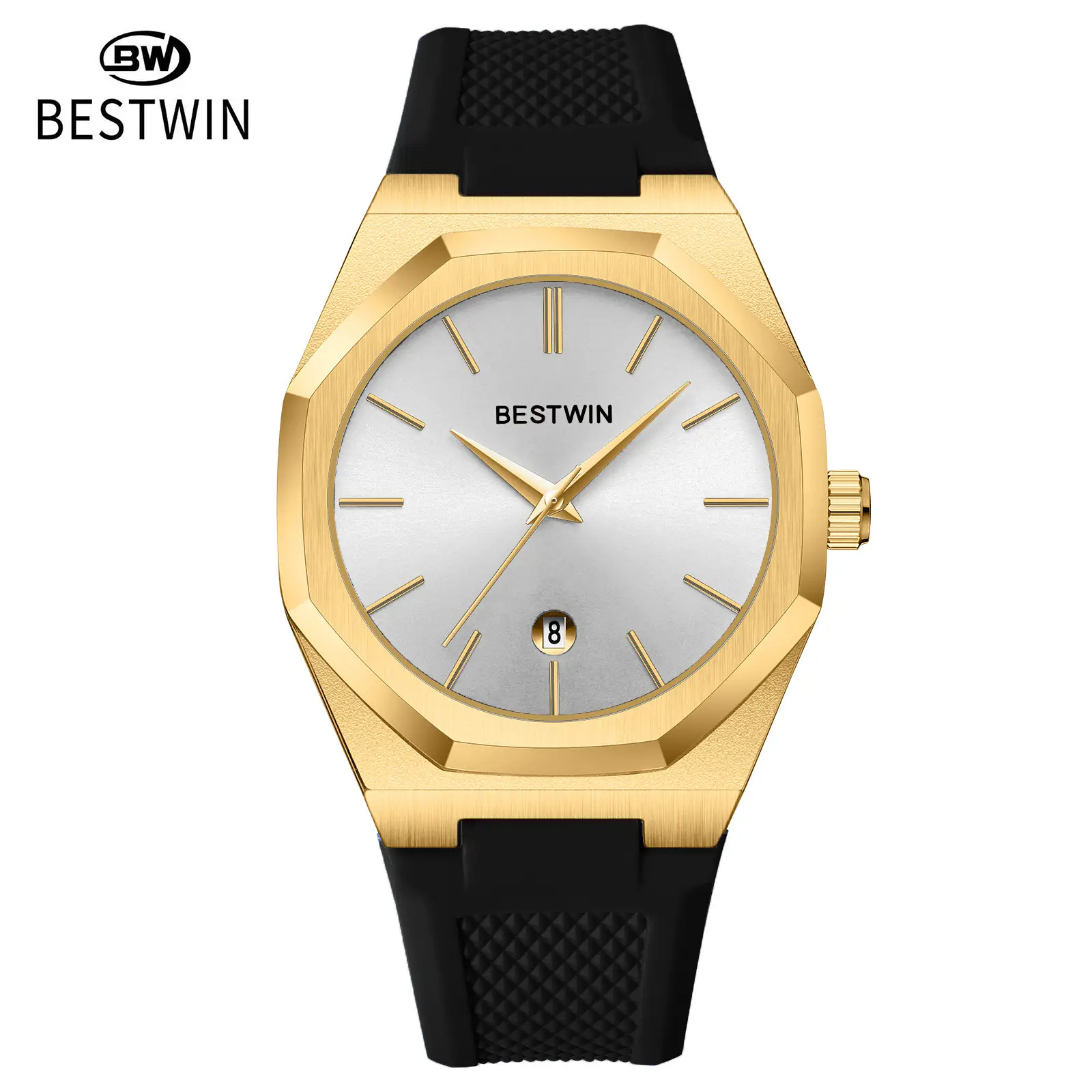 Men's Blue Silicone Strap Quartz Watch with Cross-Border Design