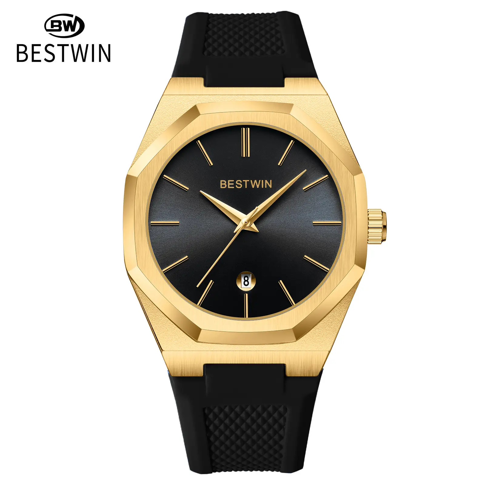 Men's Blue Silicone Strap Quartz Watch with Cross-Border Design