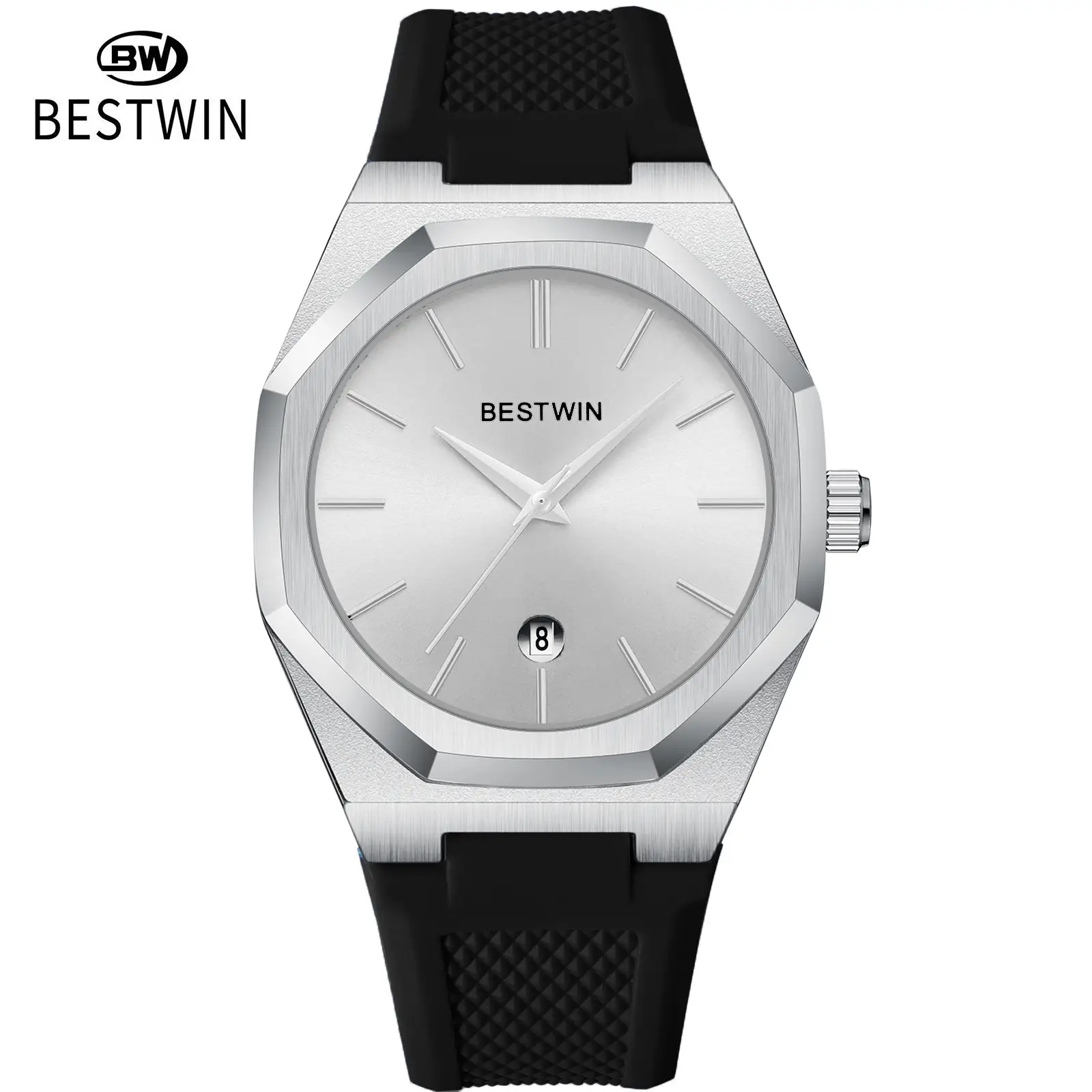 Men's Blue Silicone Strap Quartz Watch with Cross-Border Design