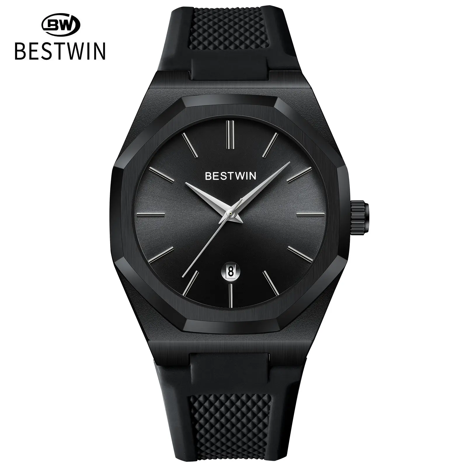 Men's Blue Silicone Strap Quartz Watch with Cross-Border Design