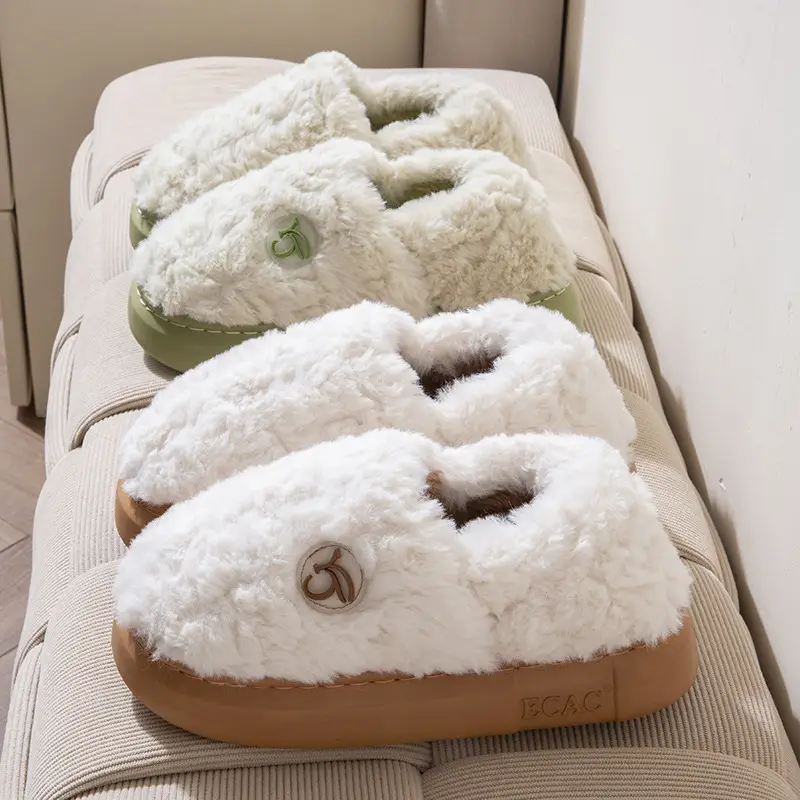 Winter New Style Bag-heel Cotton Slippers for Women Couple Outer Wear Home Warm fleece-lined Thick-soled Non-slip Mao Mao Cotton Shoes for Men
