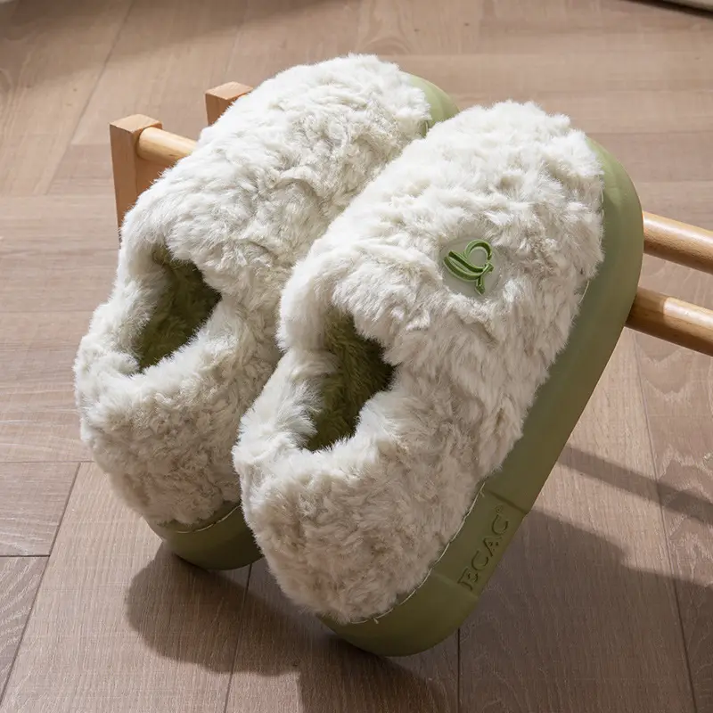 Winter New Style Bag-heel Cotton Slippers for Women Couple Outer Wear Home Warm fleece-lined Thick-soled Non-slip Mao Mao Cotton Shoes for Men