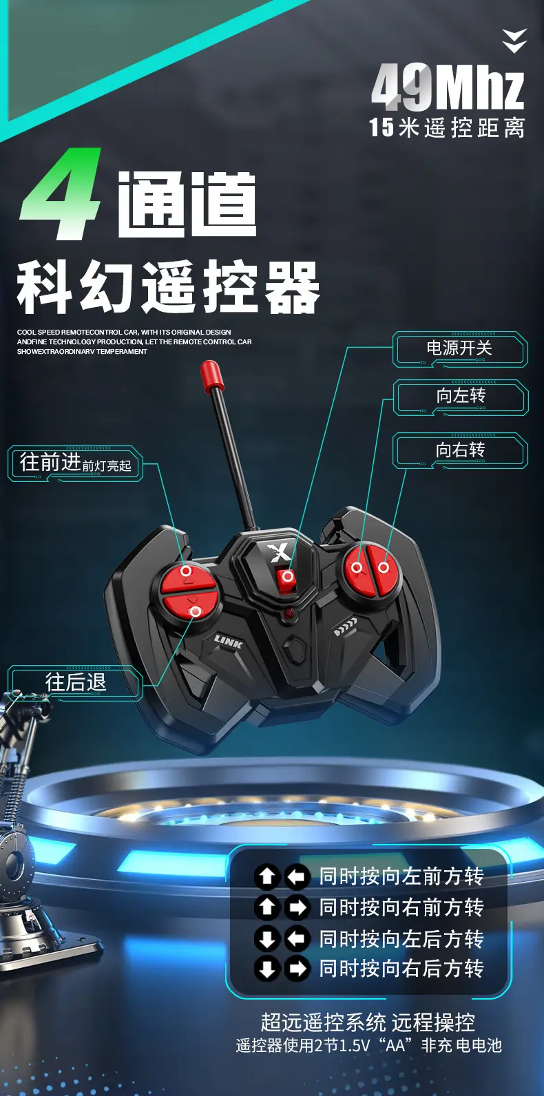 1:22 Kidsren's Remote Control Car Rechargeable Rc Electric Artificial Sports Car Racing Boy Drift Car 6-12 Years Old Toy — feature 8
