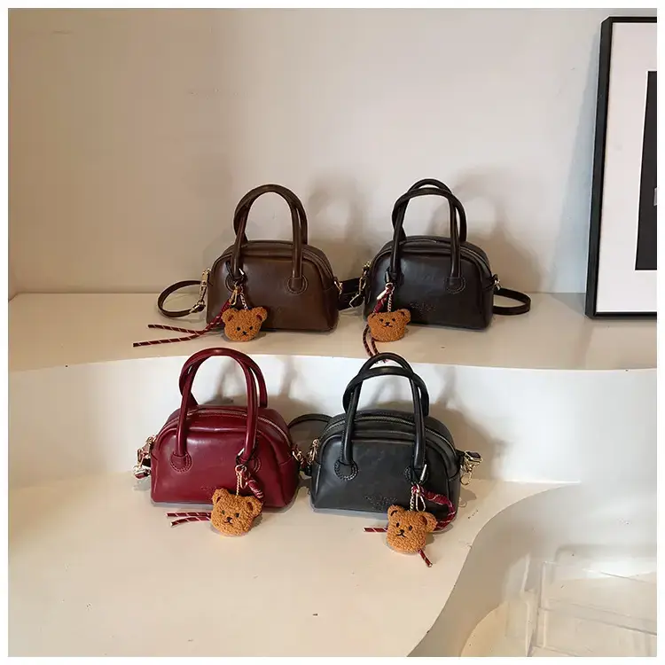 Korean Women's Brown Leather Shoulder Crossbody Bag 2024 — feature 1