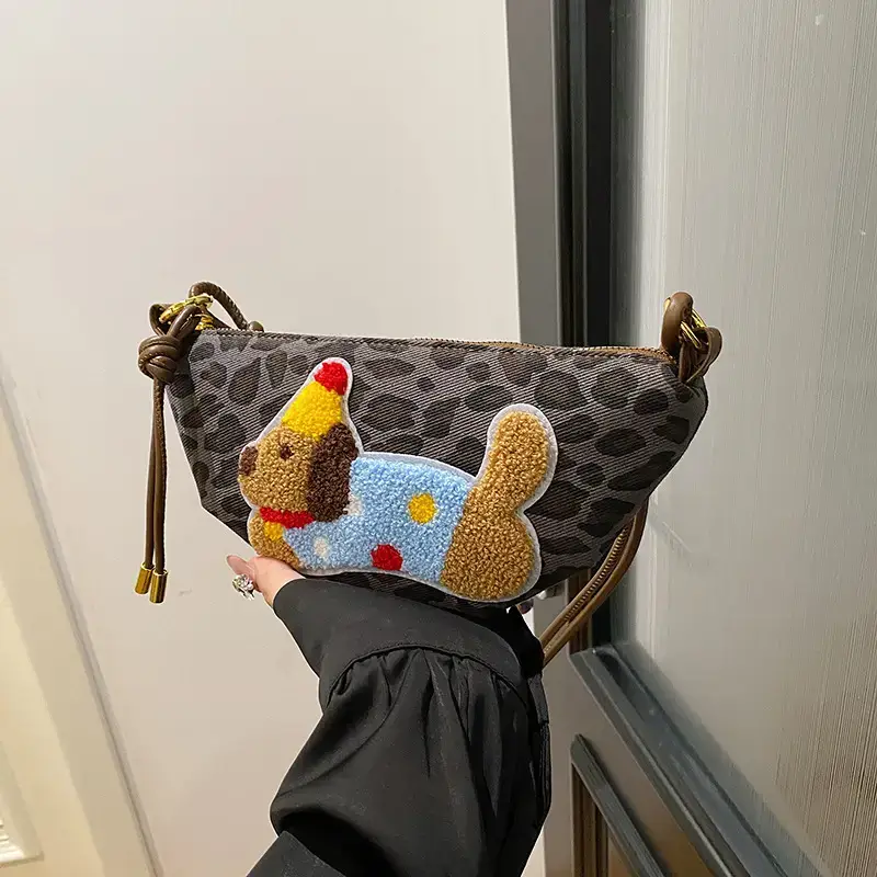 Women's Dumpling Crossbody Bag with Leopard Print - Image 5