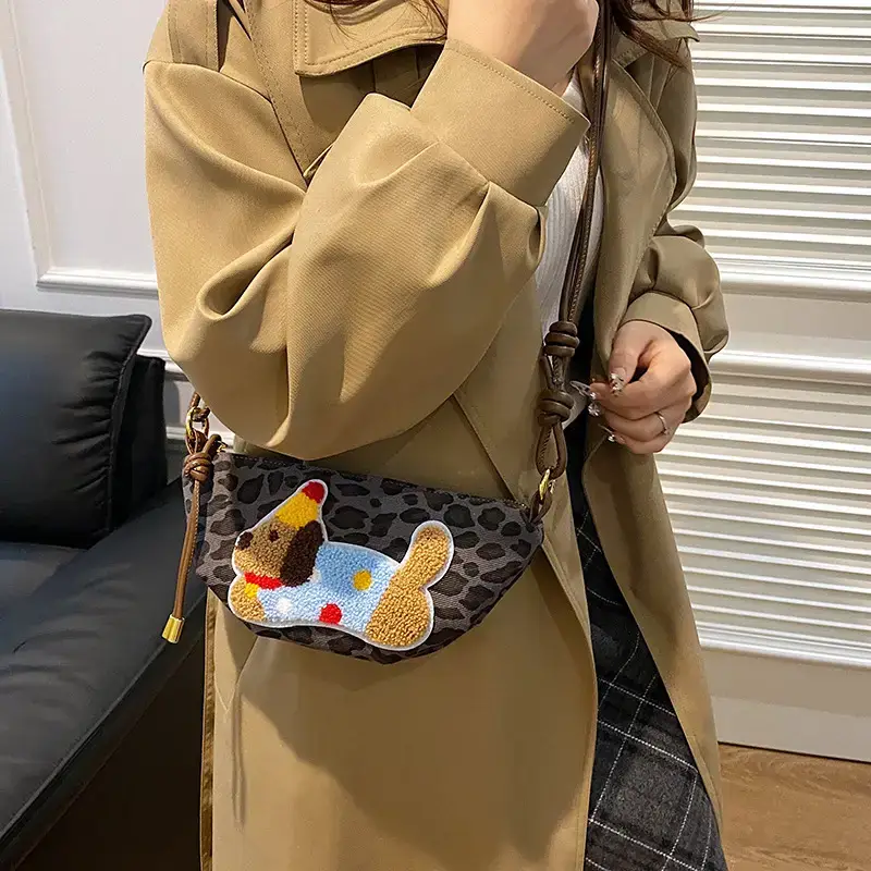 Women's Dumpling Crossbody Bag with Leopard Print - Image 6