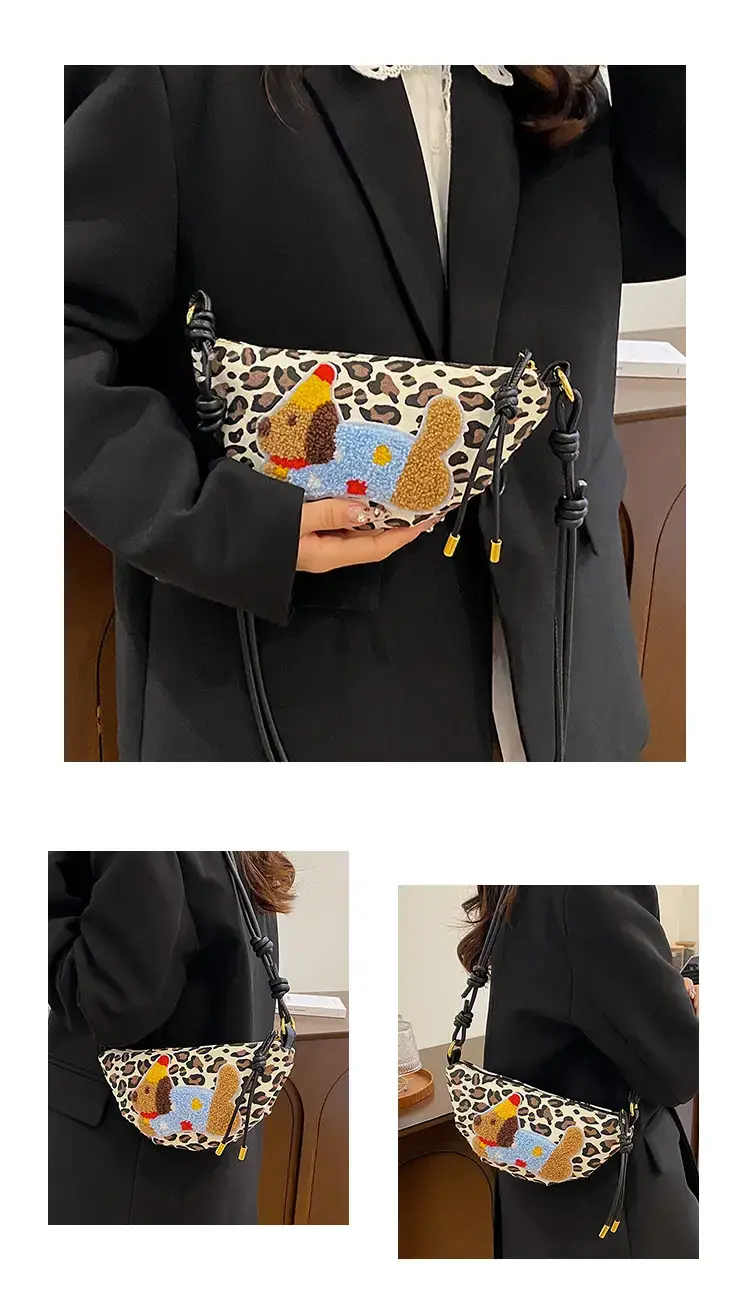 Women's Dumpling Crossbody Bag with Leopard Print — feature 14