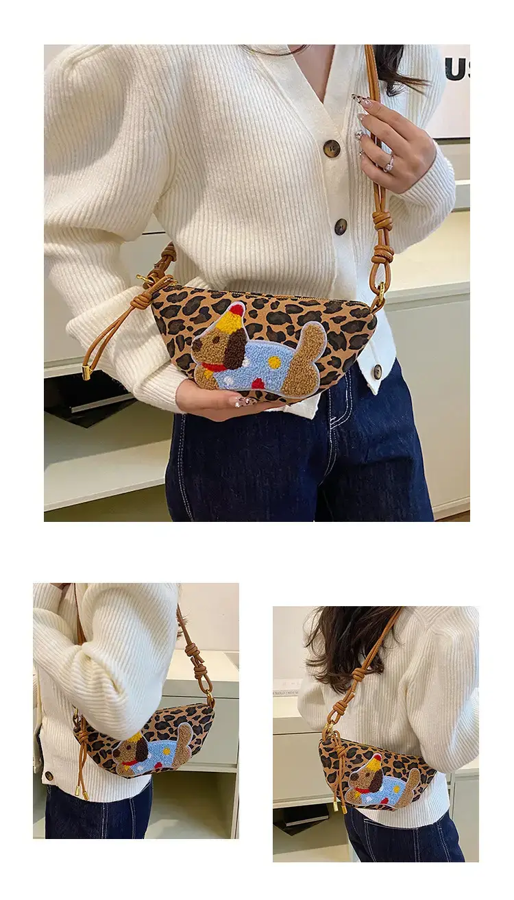 Women's Dumpling Crossbody Bag with Leopard Print — feature 15