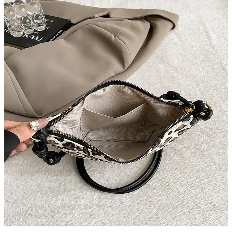 Women's Dumpling Crossbody Bag with Leopard Print — feature 18