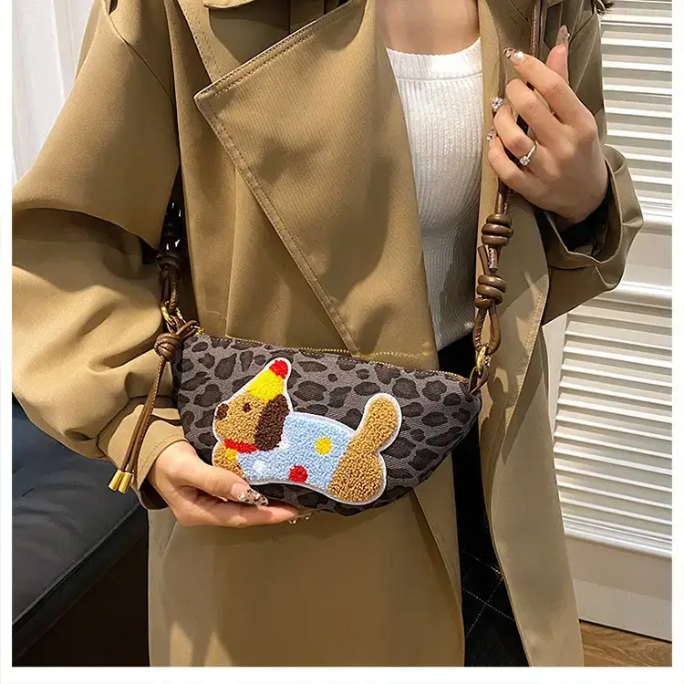 Women's Dumpling Crossbody Bag with Leopard Print — feature 21