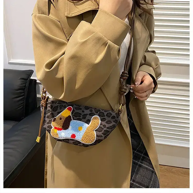 Women's Dumpling Crossbody Bag with Leopard Print — feature 22